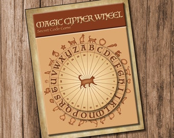 Spooky Cat Cipher Wheel voor Escape Game | Feestspel | Geheime codespel | Decoder | Halloween-spel