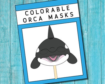 Printable Killer Whale Mask | Orca Mask | Printable Coloring Mask | Printable Halloween Costume | Whale Party Printables