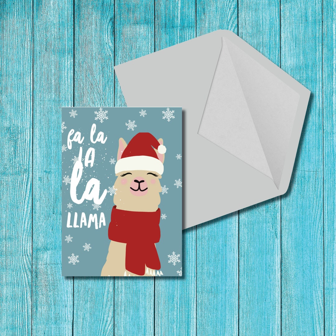 Llama Christmas Card Llama Thank You Card Printable Llama Etsy