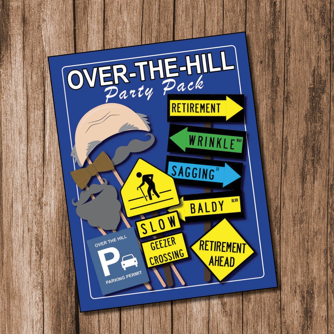 Over the Hill Retirement / 50th Birthday Party Pack, Photo Booth Props