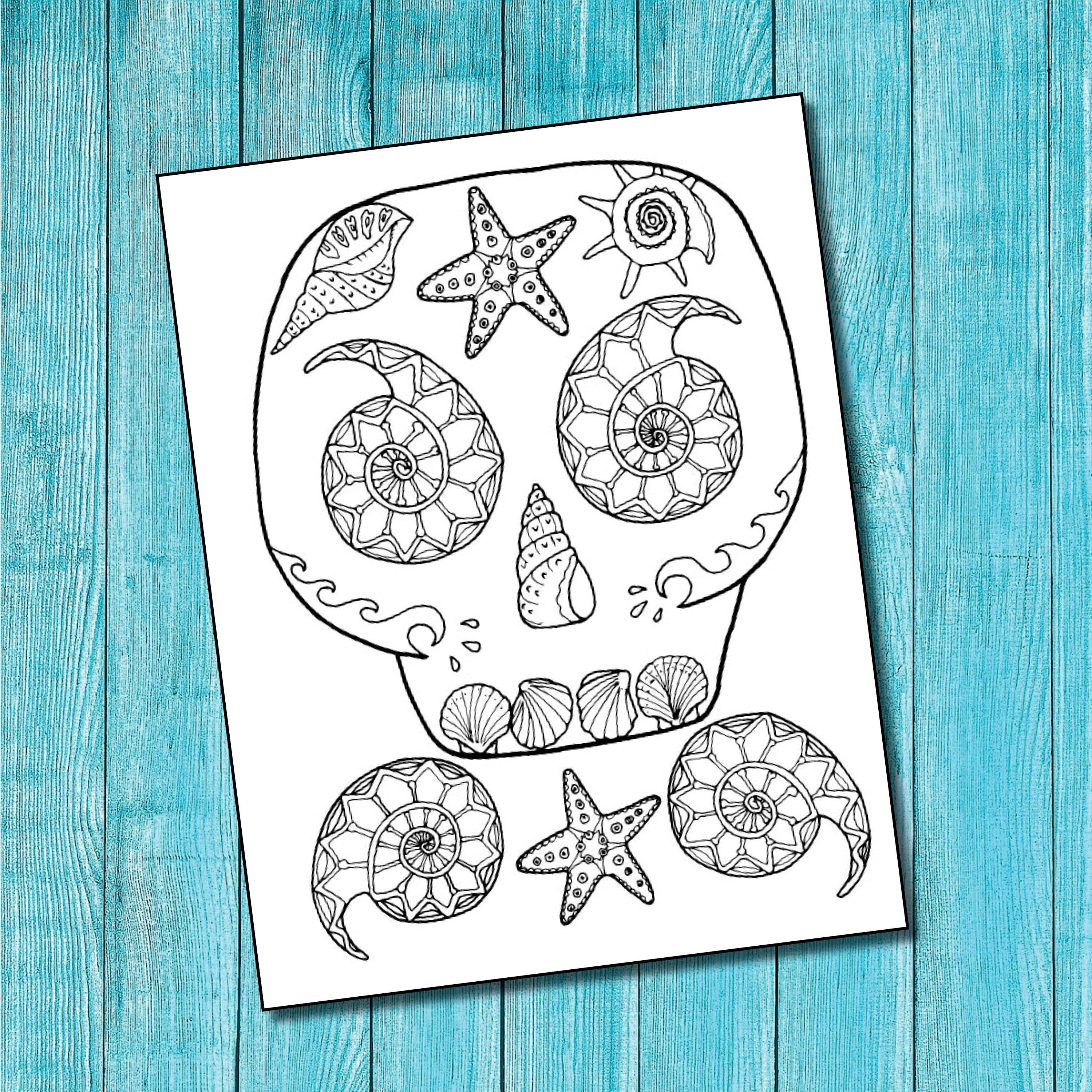 Printable Candy Skull Coloring Pages set 2 - Etsy