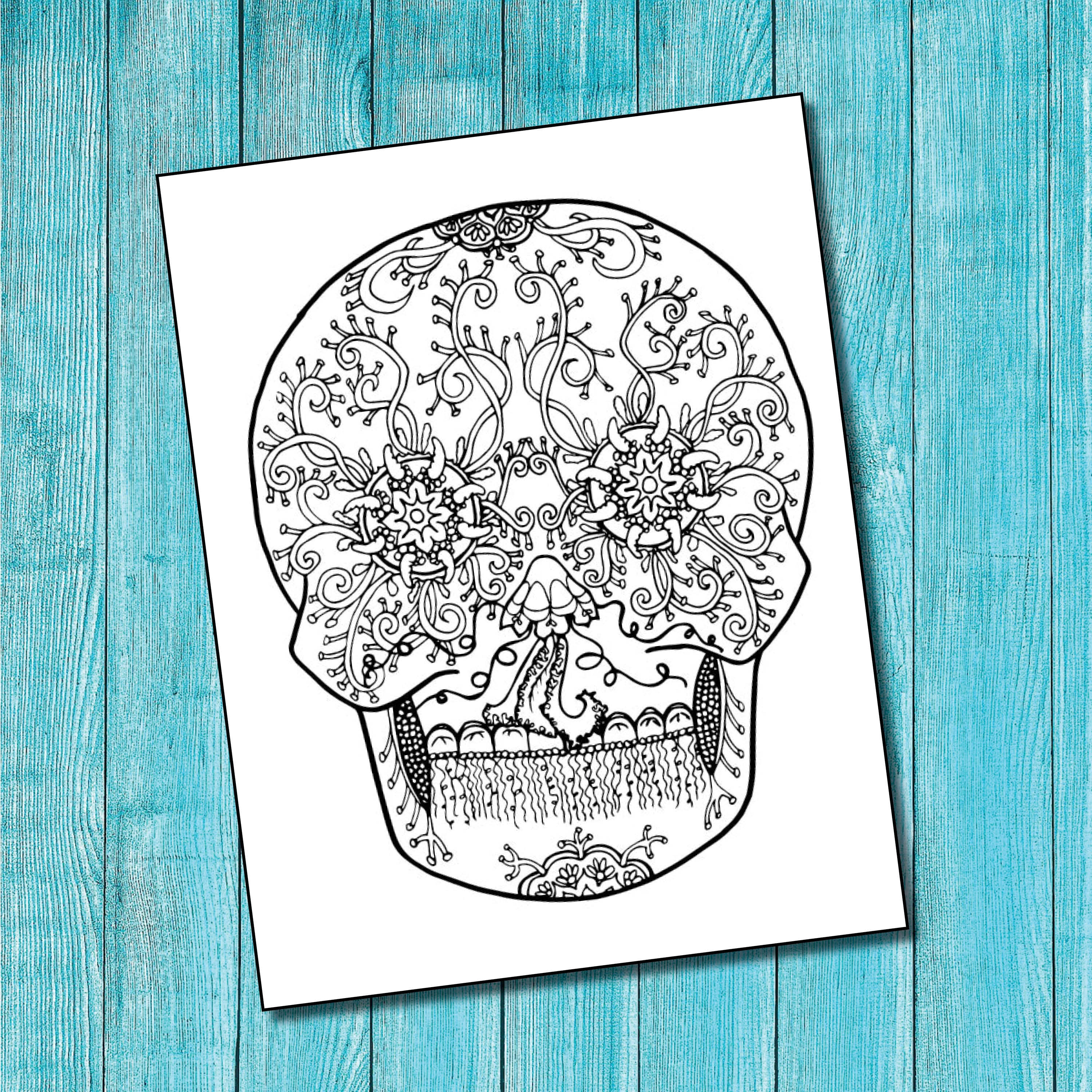 Printable Candy Skull Coloring Pages set 2 - Etsy
