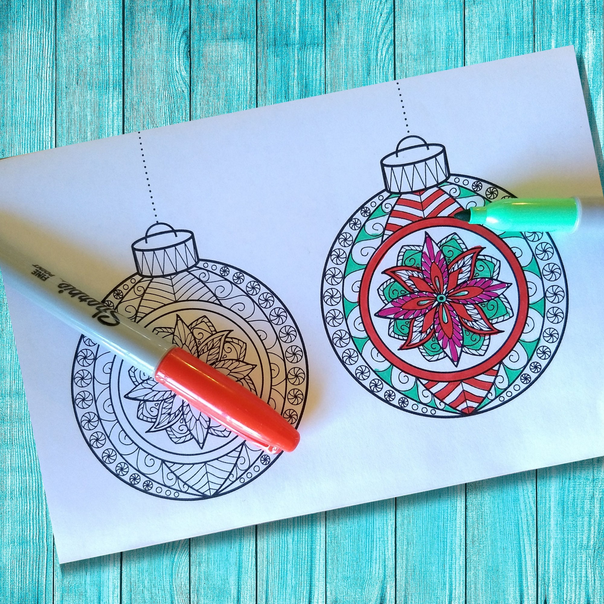 Colorable Christmas Ornament Cards | Printable Christmas Ornament Cards for Coloring | 3D Paper ...