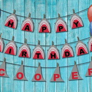 Printable Shark Birthday Party Banner | Shark Birthday Party ...