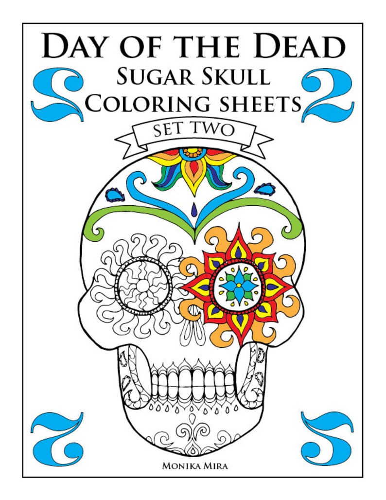 Printable Candy Skull Coloring Pages set 2 - Etsy