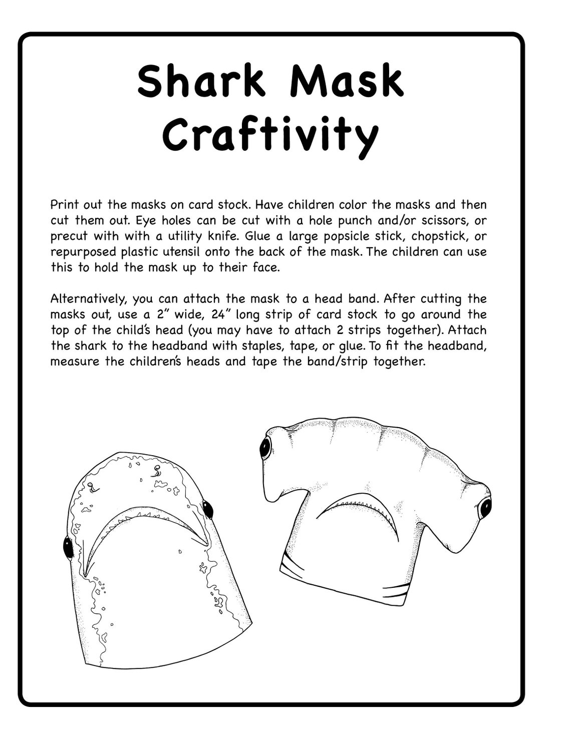 Printable Shark Masks | Halloween Masks | Colorable Masks | Shark Party ...