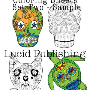 Printable Candy Skull Coloring Pages set 2 - Etsy