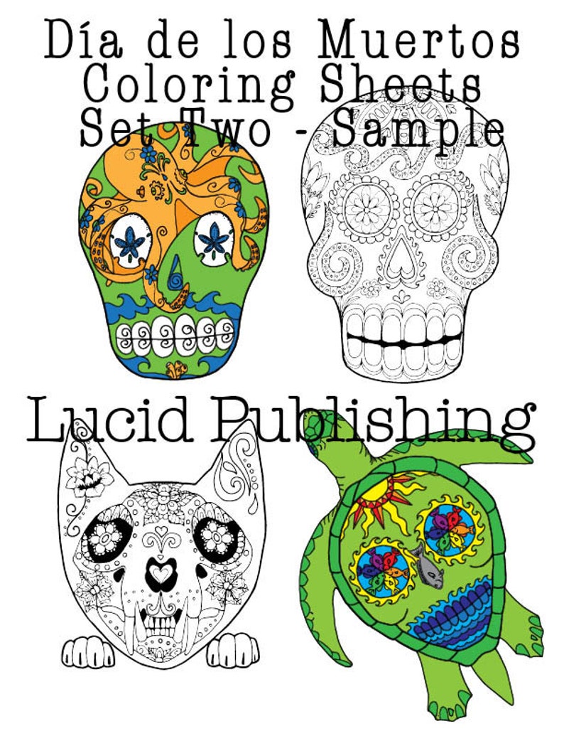 Printable Candy Skull Coloring Pages set 2 - Etsy