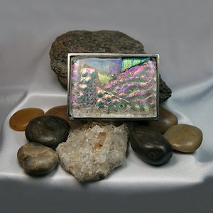NWOT - DICHROIC Belt Buckle Fused Glass Retro Handmade Fused Dichroic Glass Vintage Buckle To Fit  main image 3