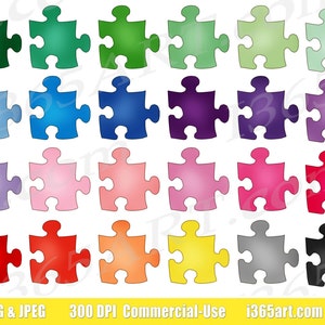 Puzzle Piece Clipart, Jigsaw Clip Art, Board Games, Autism Awareness, Kids Games, Invitation, Scrapbooking, PNG, Commercial