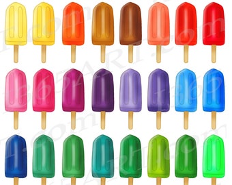 24 Popsicle Clipart, Cool Popsicle Clip Art, Ice Cream Clipart, Digital Popsicle, Ice Pops, Planner Graphics, PNG, Commercial