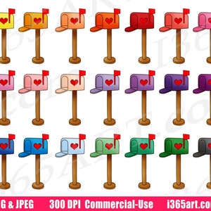 Mailbox Clipart, Mail Box Clip Art, Post Boxes, Mail Posts, Postal Service, Planner Sticker Icons, PNG, Commercial, Printable image 1