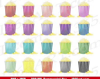 Buy 3 get 1 Free Popcorn Clipart, Movie Theater Clip Art, Popcorn Box, Popping Corn, Printable, Rainbow Planner Graphics, Commercial