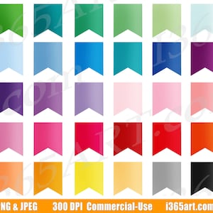 Bunting Flags Clipart, Bunting Clip Art, Colorful Flags, Banner Flags, Digital Flags, Banner Graphics, PNG, Commercial