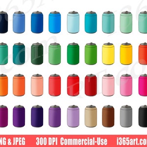Rainbow Soda Can Clipart, Drink Cans Clip Art, Beverage, Pop, Beer, Aluminum, Planner Sticker Graphic, Scrapbooking, PNG Commercial