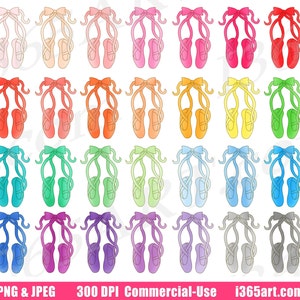Ballet Slippers Clipart, Ballet Slippers Clip Art, Dance Shoes PNG, Pointe Shoe, Dancing, Ballerina, Planner Stickers, Digital Download