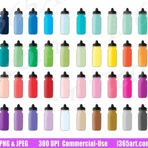 Clipart bouteille de sport, clipart bouteille d'eau, hydrater, graphisme autocollant hydratation, remise en forme, prise d'eau