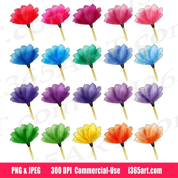Buy 3 Get 1 Free Feather Duster Clipart, Rainbow Feather Duster Clip art, Cleaning Supplies Clipart, House Chores, Planner Stickers, PNG
