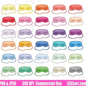 Buy 3 Get 1 Free Sleeping Mask Clipart, Eye Mask Clip Art, Slumber Party Sleeping Time, Digital, Planner Sticker Graphics, PNG, Commercial image 1