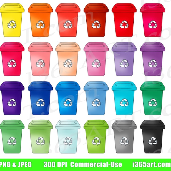 Recycling Bin Clipart, Recycle Clip Art, Green, Garbage Bins, House Work, Cleanup Chores, Digital Planners, Recycle Icon, PNG