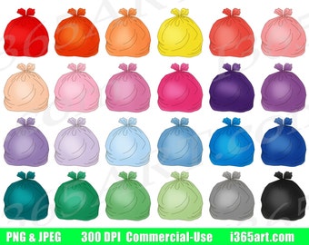 Colorful Trash Bag Clipart, Planner Graphics (PNG & JPEG)