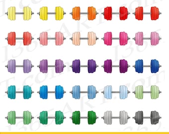 Buy 3 get 1 free Dumbbells Clipart, Weights Clip Art, Weight Lifting, Workout, Barbells, Exercise Clip Art, Planner Icons, PNG, Commercial