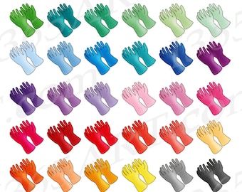 Immagini clipart di guanti di gomma, grafica colorata per la pulizia (PNG e JPEG)