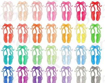 Clipart di scarpette da ballo, scarpe da punta PNG, arte della danza della ballerina (download digitale)