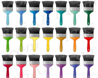 Buy 3 Get 1 Free Paintbrush Clipart, Paint Clip Art, Rainbow Paint Brushes, Artist Clipart, Painting Clip Art, Paint Supplies, Planner Icons