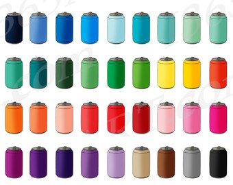 Rainbow Soda Can Clipart, Planner Stickers (PNG, JPEG)