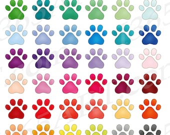 Paw Print Clipart, Dog Paws Clip Art, Pet Paw Prints, Pet Loves, Printables, Planner Sticker Icons, PNG Graphics, Commercial