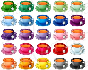 Buy 3 get 1 Free Tea Cup Clipart, Tea Cup Clip Art, Teacups, Tea Party, Tea Bags, Invitations, Card Making, Planner Stickers, PNG Commercial