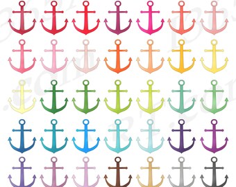 Clipart di ancore, grafica nautica oceanica, adesivi per agenda (PNG e JPEG)