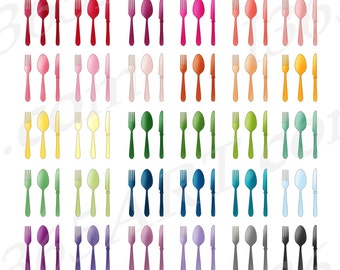 Cutlery Clipart Set, Utensils Graphics, Planner Stickers (PNG, JPEG)