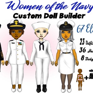 Chibi Navy Women Clipart, Navy Clipart, Military Woman Clipart, Sailors, Female Sailors, Veteran, Best Friends Clipart, Custom Doll Builder