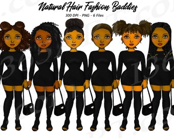 City Fashion Clipart, Natural Hair, Black Girl Clipart, Street Fashion, Fashion Baddie, Glam, Sexy, Planner, Curvy Sassy, African American