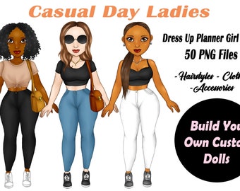 Bambole di carta personalizzabili, clipart di moda e vestiti in formato PNG (50 file)