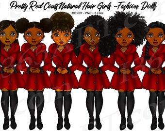 Pretty Red Coat Clipart, Natural Hair, Black Women, Autumn, Fashion Girls, Fall Coats, Curvy, Cute Ladies, Planner, African American Clipart
