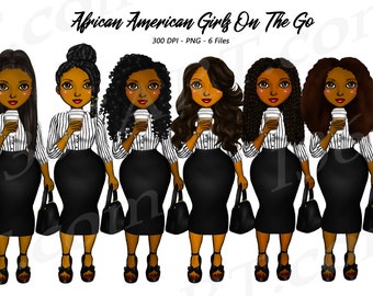 Girl Boss Clipart, Afro Girls, Business Woman Clipart, Black Woman Clipart, Black Girl Clipart, African American Clipart, Fashion Girl Curvy