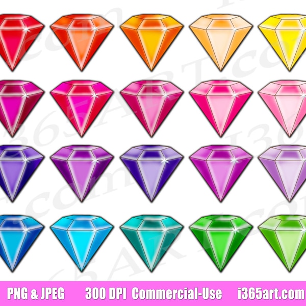 Gem Clipart, Gemstone Clip art, Jewel Clipart, Digital Gems, Diamond Clip art, Rhinestones, Scrapbooking, PNG, Commercial