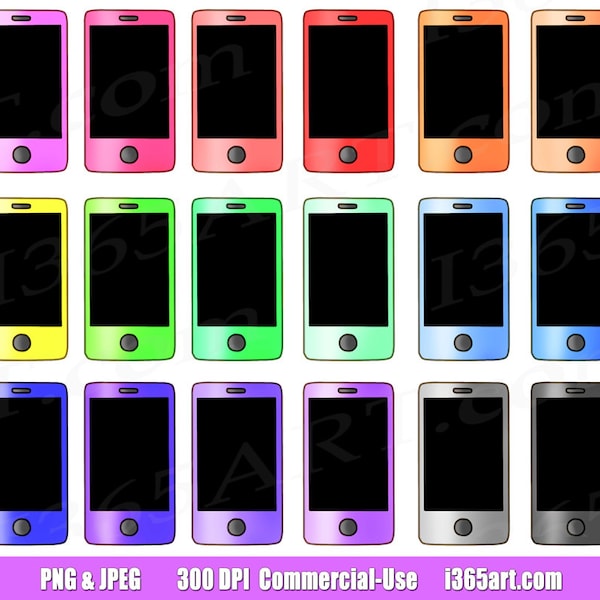 Smartphones Clipart, Cell Phones Clip art, Smart Phones, Cellphones, Mobile Phones, Planner Stickers, PNG, Commercial