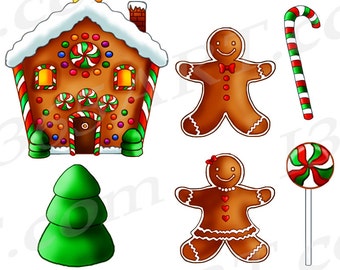 Buy 3 get 1 free Gingerbread Clipart, Gingerbread Clip art, Graphics, Gingerbread House, Christmas Clipart, Ginger Bread, PNG JPEG, Download