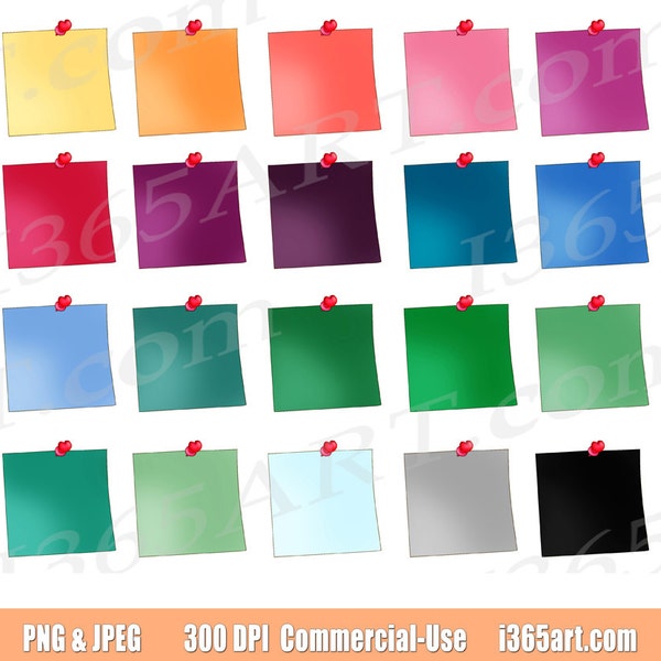 Buy 3 get 1 freeSticky Notes Clipart, Post it Clip Art, Memo, Post it Notes, Labels, Reminder, Planner Supplies, Printable, PNG, Commercial