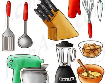 Imágenes prediseñadas de herramientas de cocina, imágenes prediseñadas de herramientas de cocina, horneado y cocina, imágenes prediseñadas de horneado, digitales, álbumes de recortes, licuadora, batidora, png comercial
