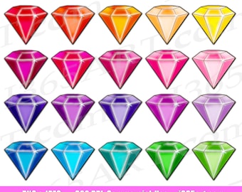 May include: Twenty colorful diamond-shaped gems with a shiny, reflective surface. The gems are arranged in four rows of five gems each. The gems are red, orange, yellow, pink, purple, blue, and green.