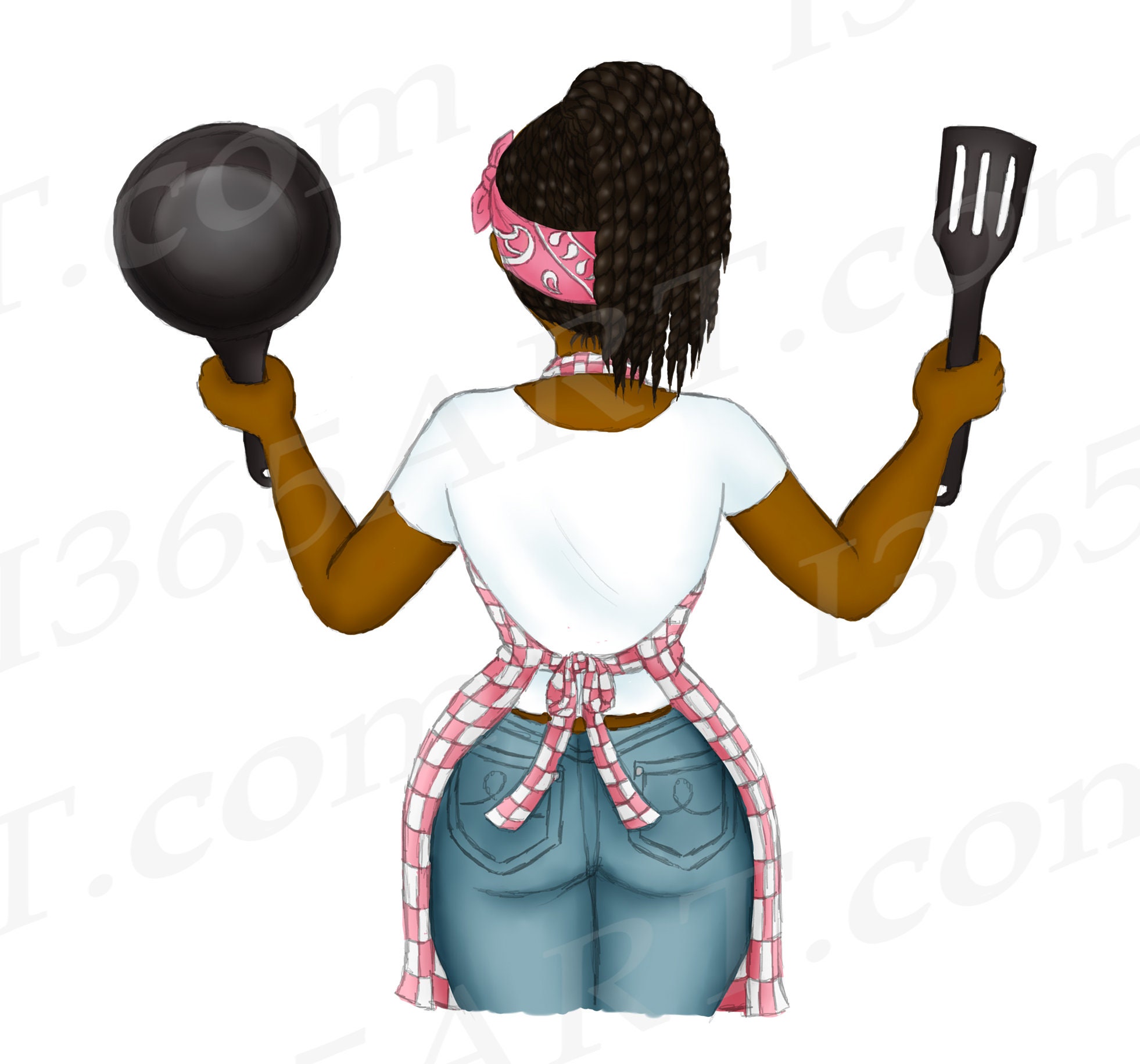 Femme de cuisine Femme noire Clipart Cheveux naturels Fille | Etsy