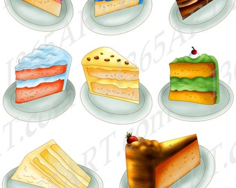 Cake Clipart, Cake Slices, Birthday cake clip art, Scrapbooking, Party invitations, Birthday, Strawberry, Chocolate Cake, Commercial