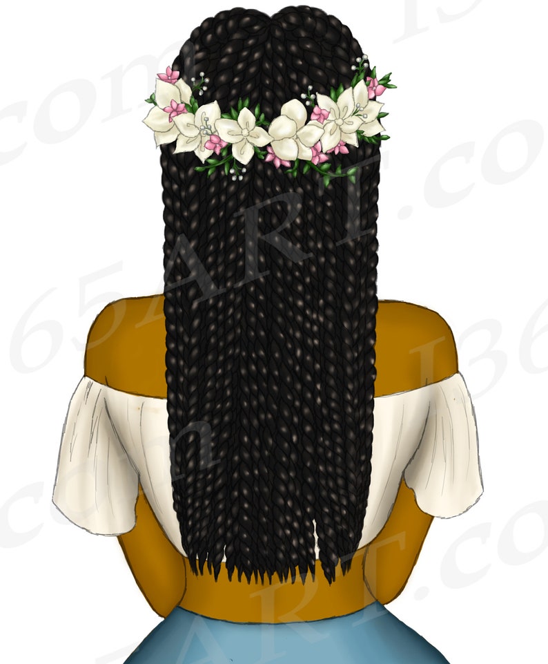 Black Boho Girl Clipart