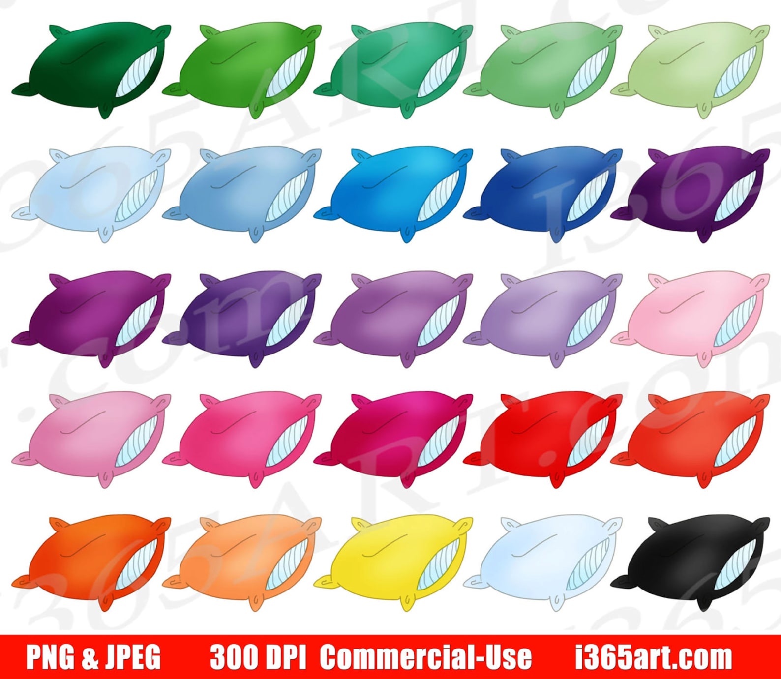 Pillow Clipart Pillow Clip Art Colorful Pillows Bed - Etsy
