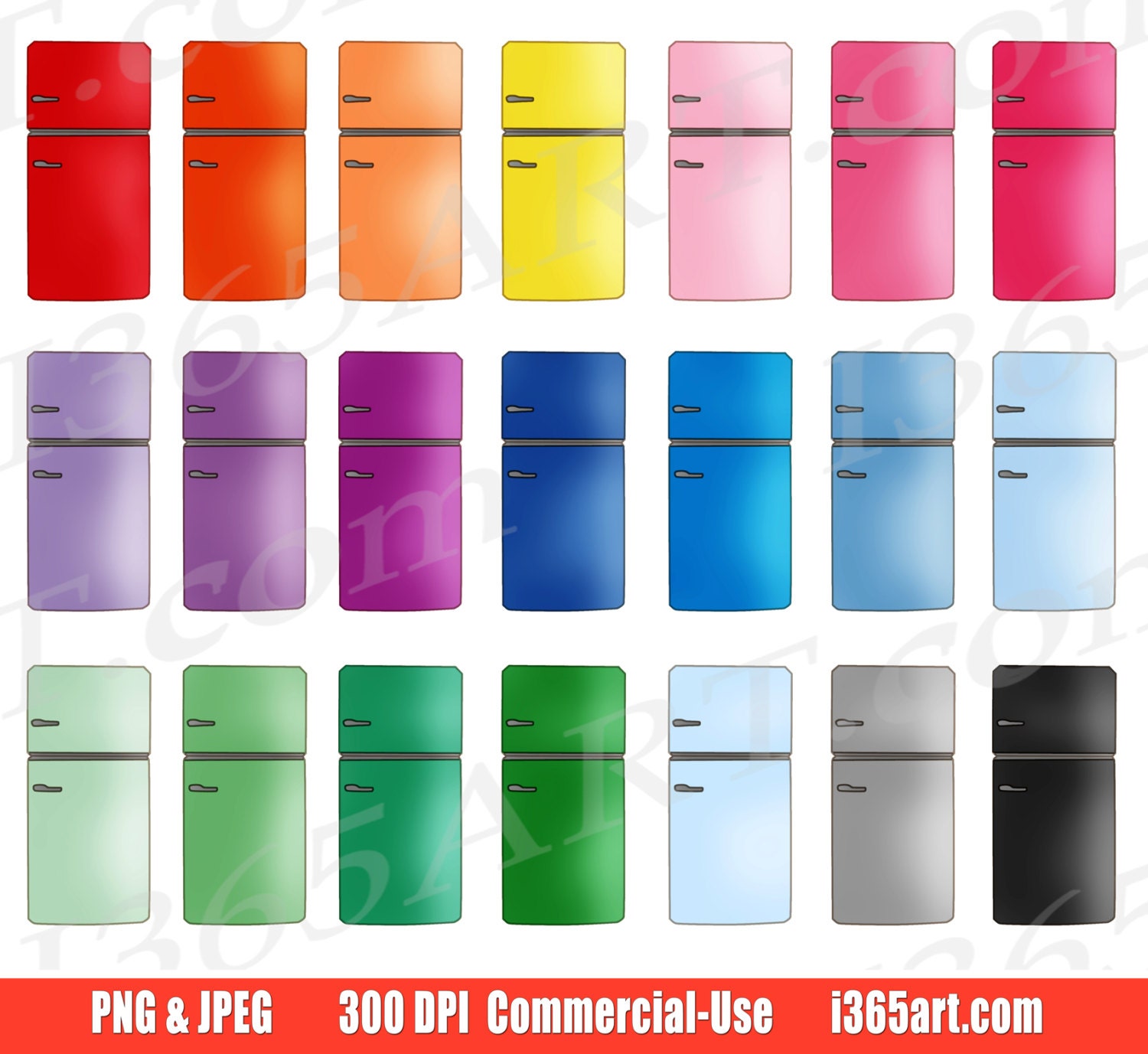 50% OFF Refrigerator Clipart Fridge Clip Art Retro Vintage | Etsy